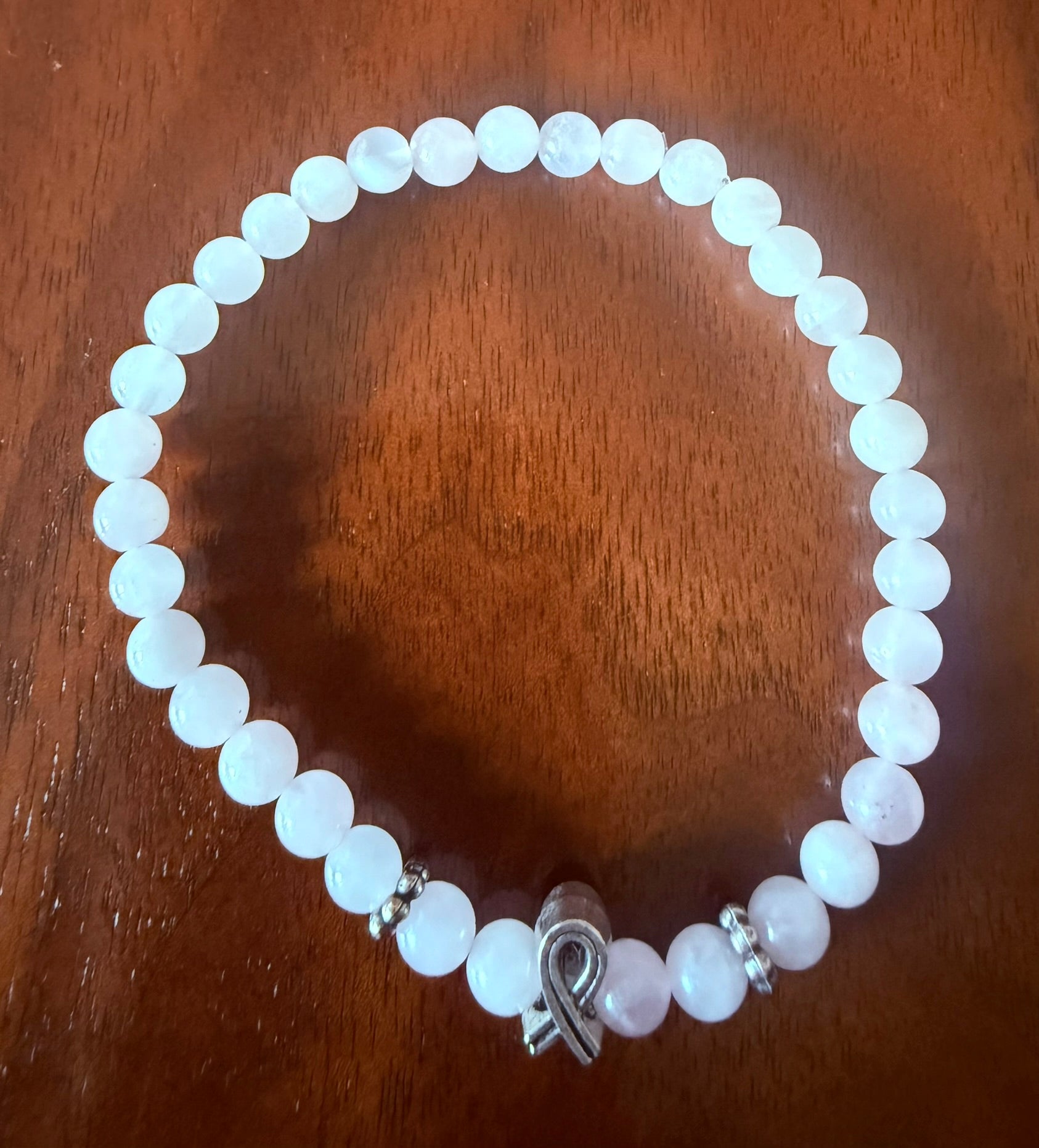 Rose Quartz Bracelet wtih Ribbon Charm