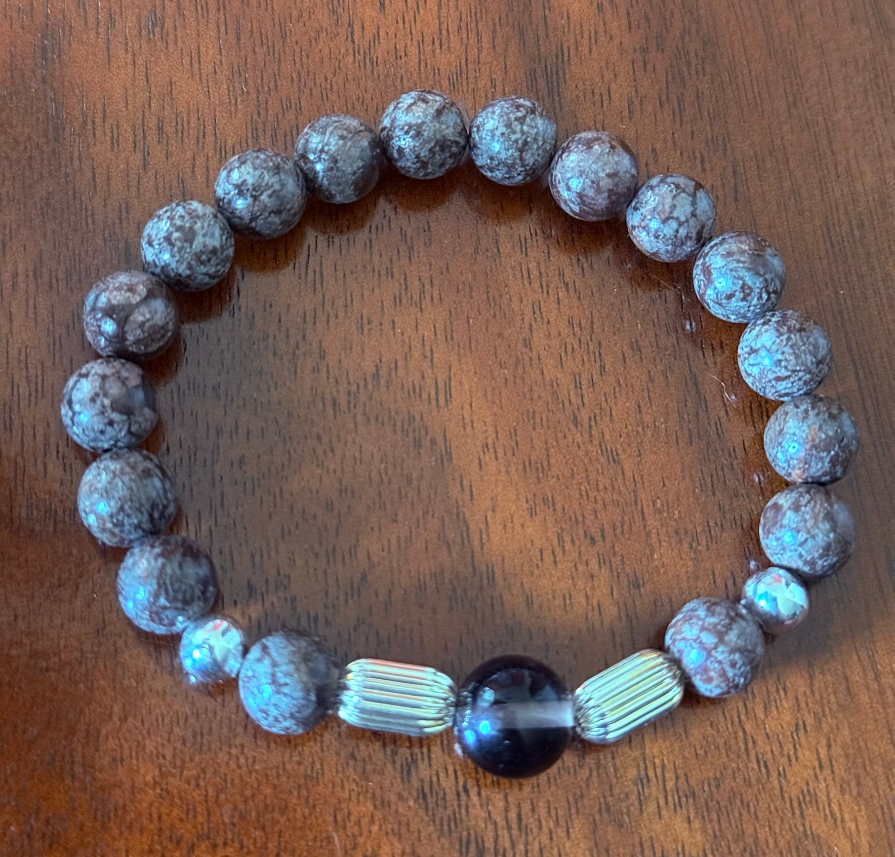 Coffee Snowflake Obsidian Bracelet