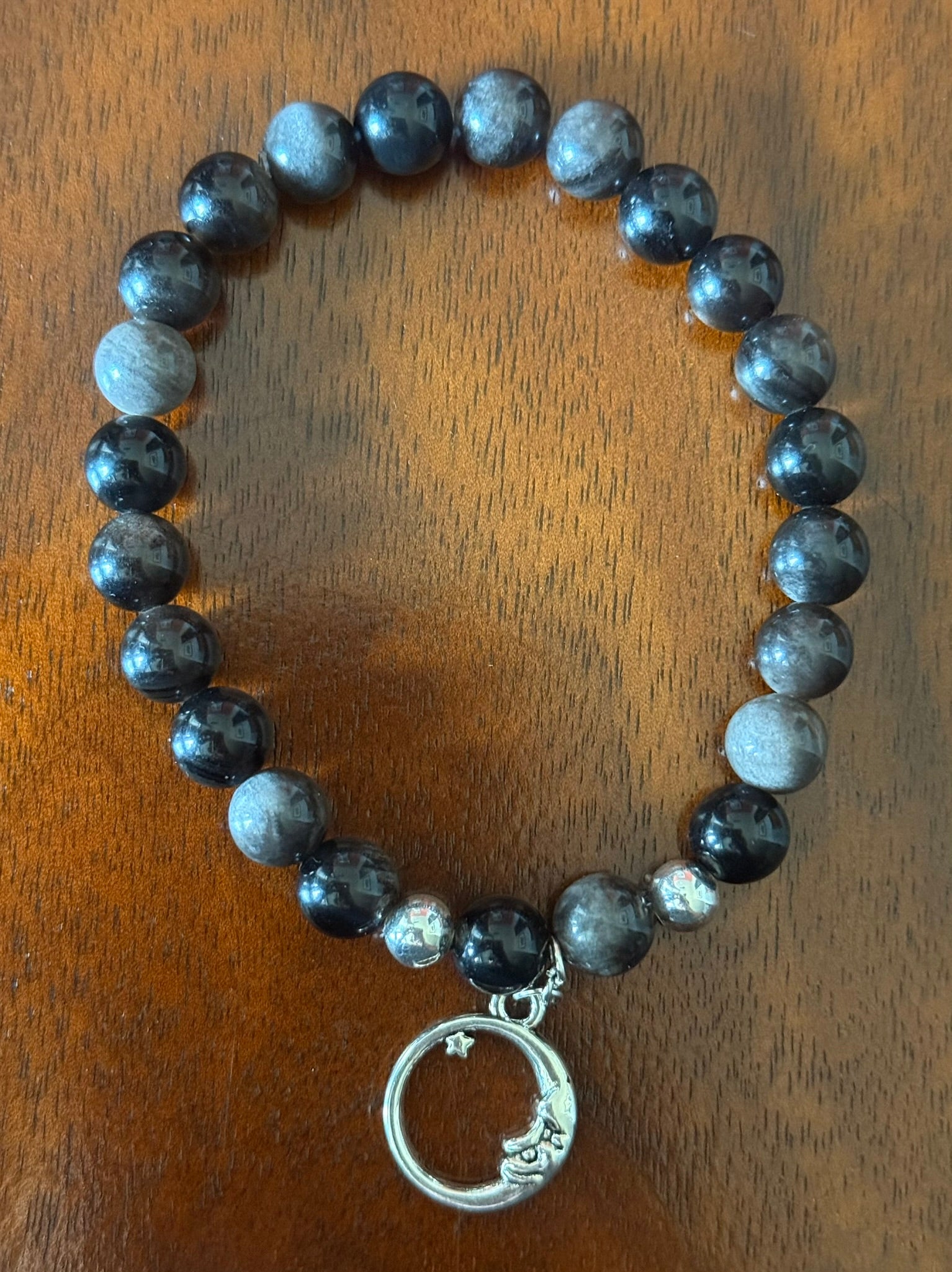 Silver Sheen Obsidian Bracelet