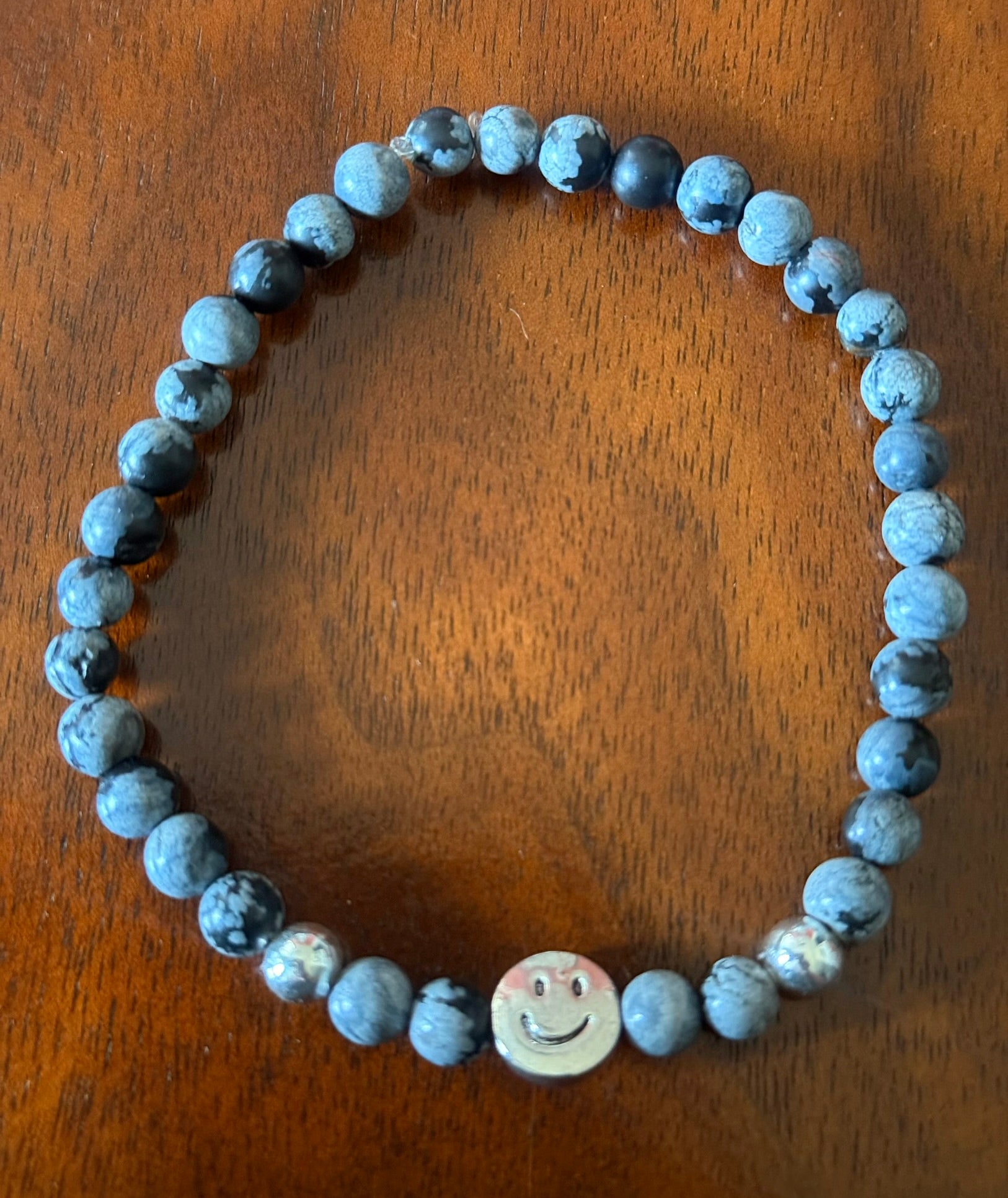 Snowflake Obsidian with Mahogany Wood Beads