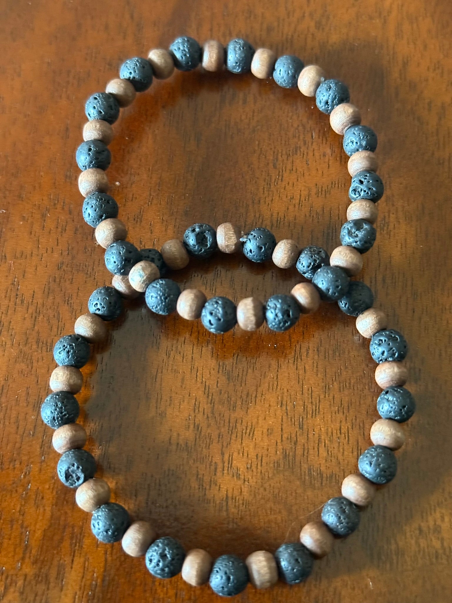 Lava Bead Bracelet with Dark Brown Wood Beads